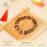  Vòng Tay Thạch Anh Khói Phối Charm Bạc 