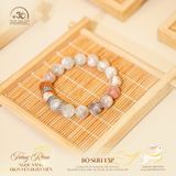  Vòng Tay Đá Mặt Trời Đa Sắc 10mm Phối Charm Bạc Chữ Vạn 