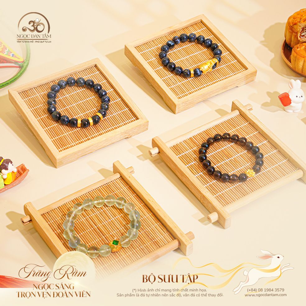  Vòng Tay Thạch Anh Khói Phối Charm Hoa Sen 