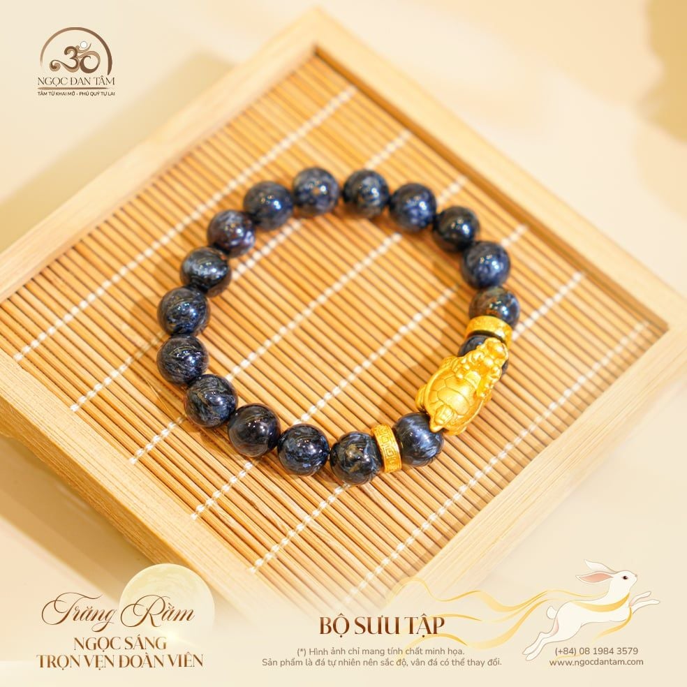  Vòng Tay Đá Giông Bão Phối Charm Long Quy 