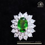  Bông Tai Bạc 925 Đính Đá Diopside 4x6mm 