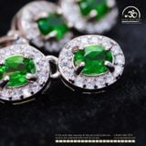  Bông Tai Bạc 925 Đính Đá Diopside 3x5mm 