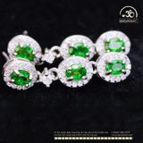  Bông Tai Bạc 925 Đính Đá Diopside 3x5mm 