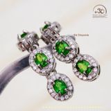  Bông Tai Bạc 925 Đính Đá Diopside 3x5mm 