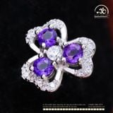  Bông Tai Bạc 925 Đính Đá Thạch Anh Tím 3mm 