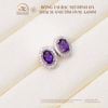  Bông Tai Bạc 925 Đính Đá Thạch Anh Tím Oval 4,6mm 