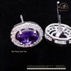 Bông Tai Bạc 925 Đính Đá Thạch Anh Tím Oval 4,6mm 