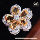  Bông Tai Bạc 925 Đính Đá Thạch Anh Vàng 3x4mm 