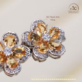  Bông Tai Bạc 925 Đính Đá Thạch Anh Vàng 3x4mm 