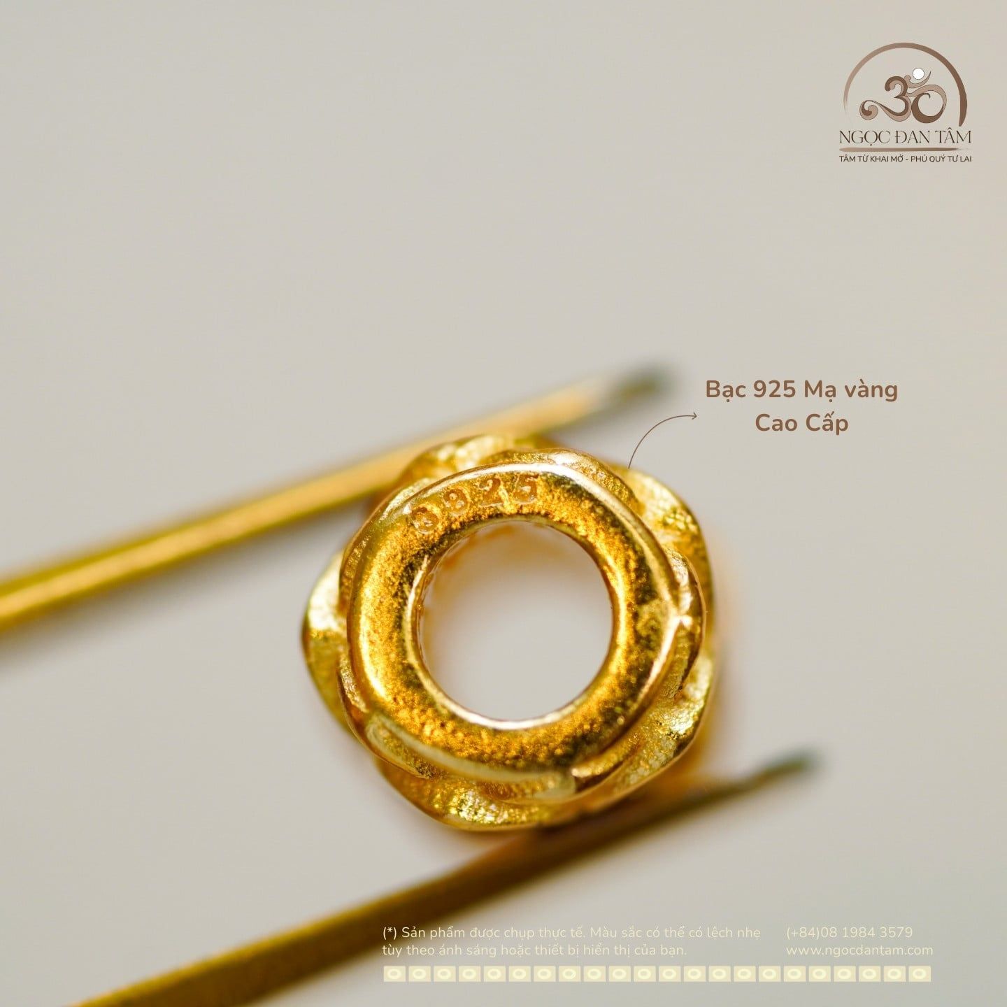  Charm 2 Đầu Sen 7.89mm - Bạc 925 Mạ Vàng Cao Cấp 