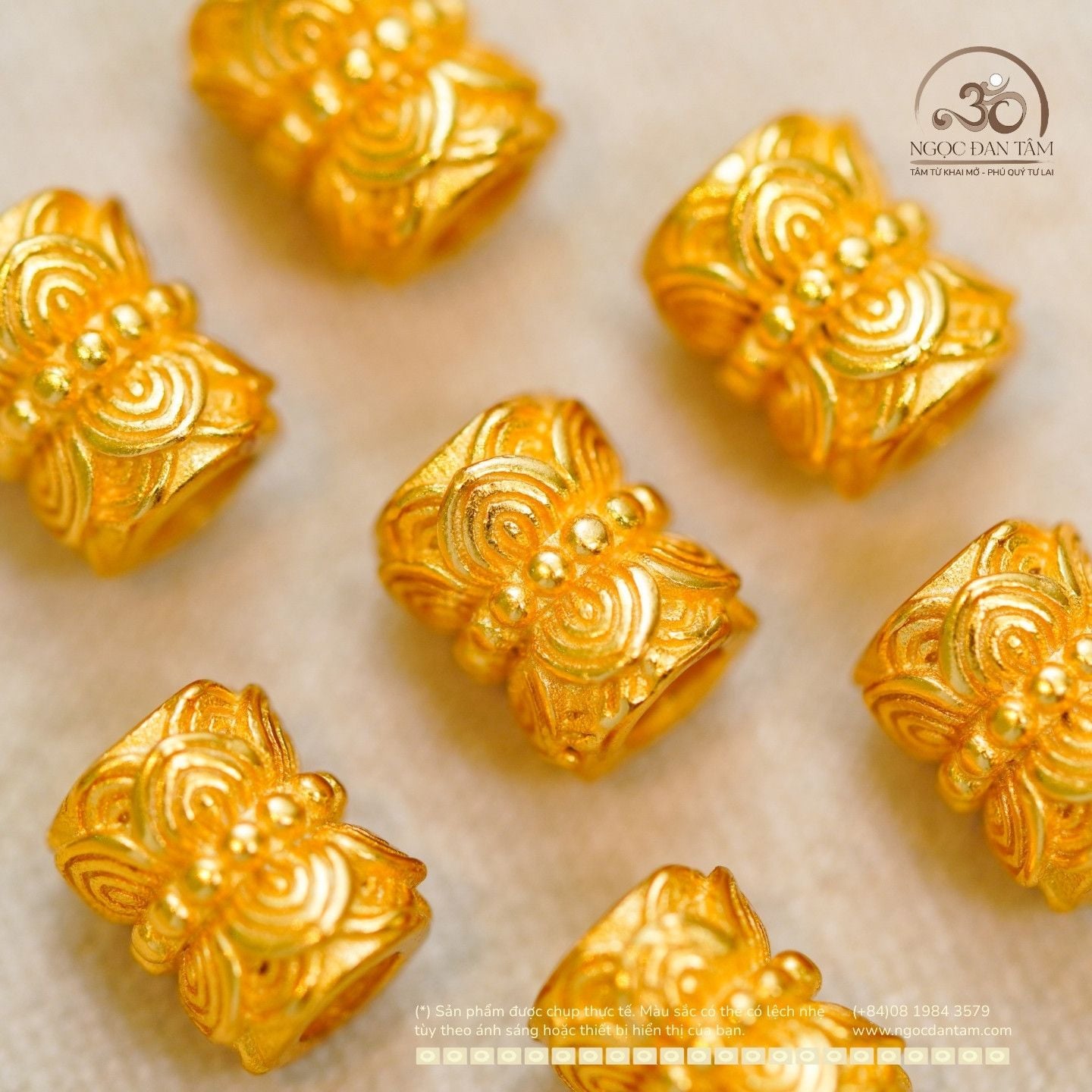  Charm 2 Đầu Sen 7.89mm - Bạc 925 Mạ Vàng Cao Cấp 