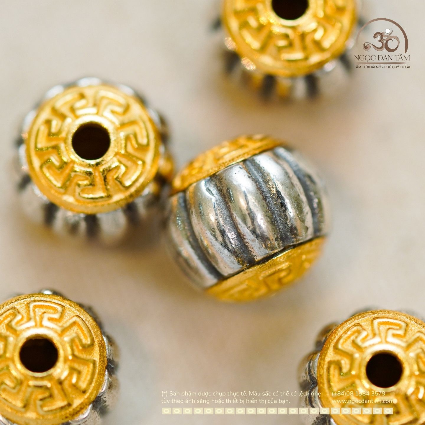  Charm Bí Ngô Bạc Mạ Vàng 9.14mm - Bạc 925 Mạ Vàng Cao Cấp 