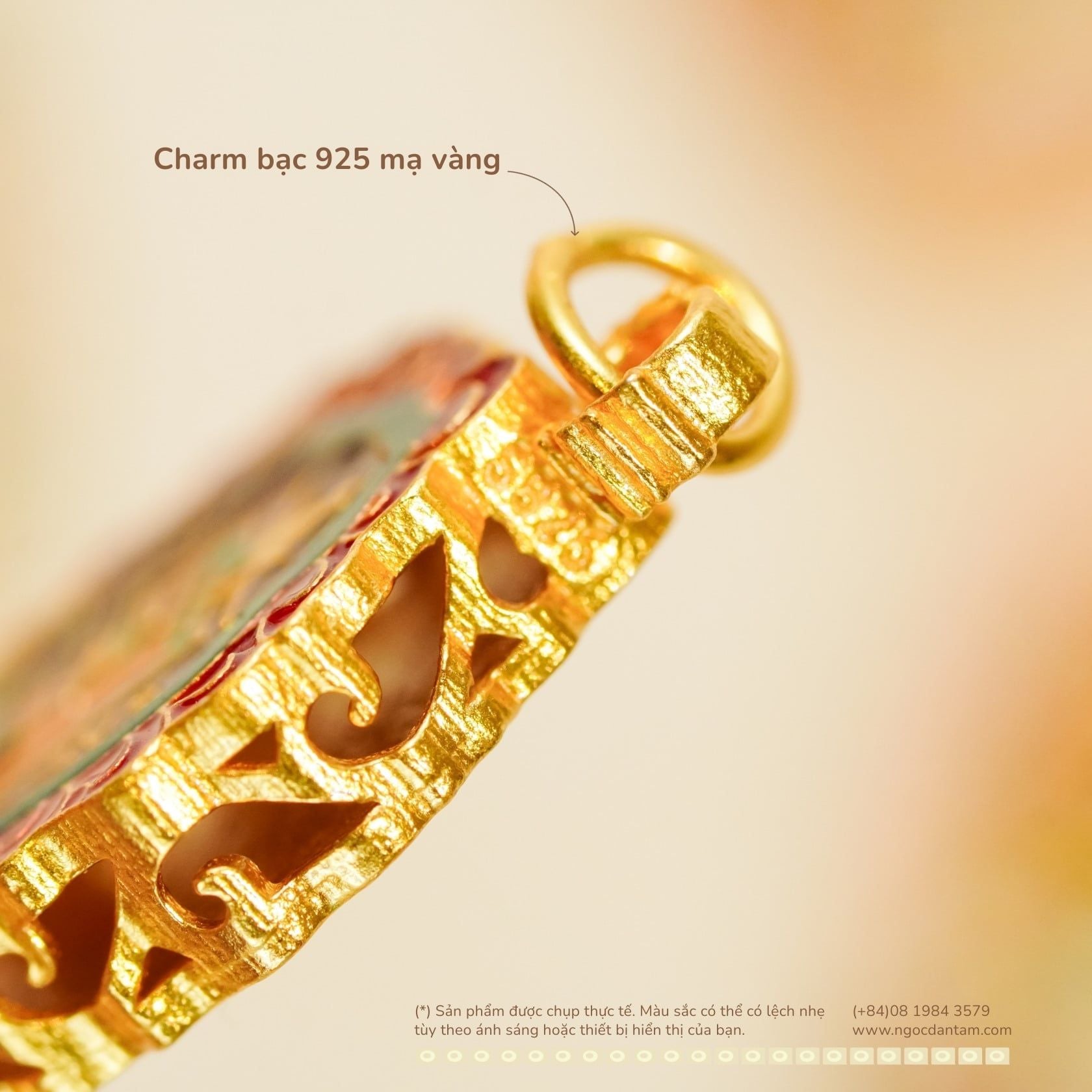  Charm Bùa Bình An - Bạc 925 Mạ Vàng Cao Cấp 