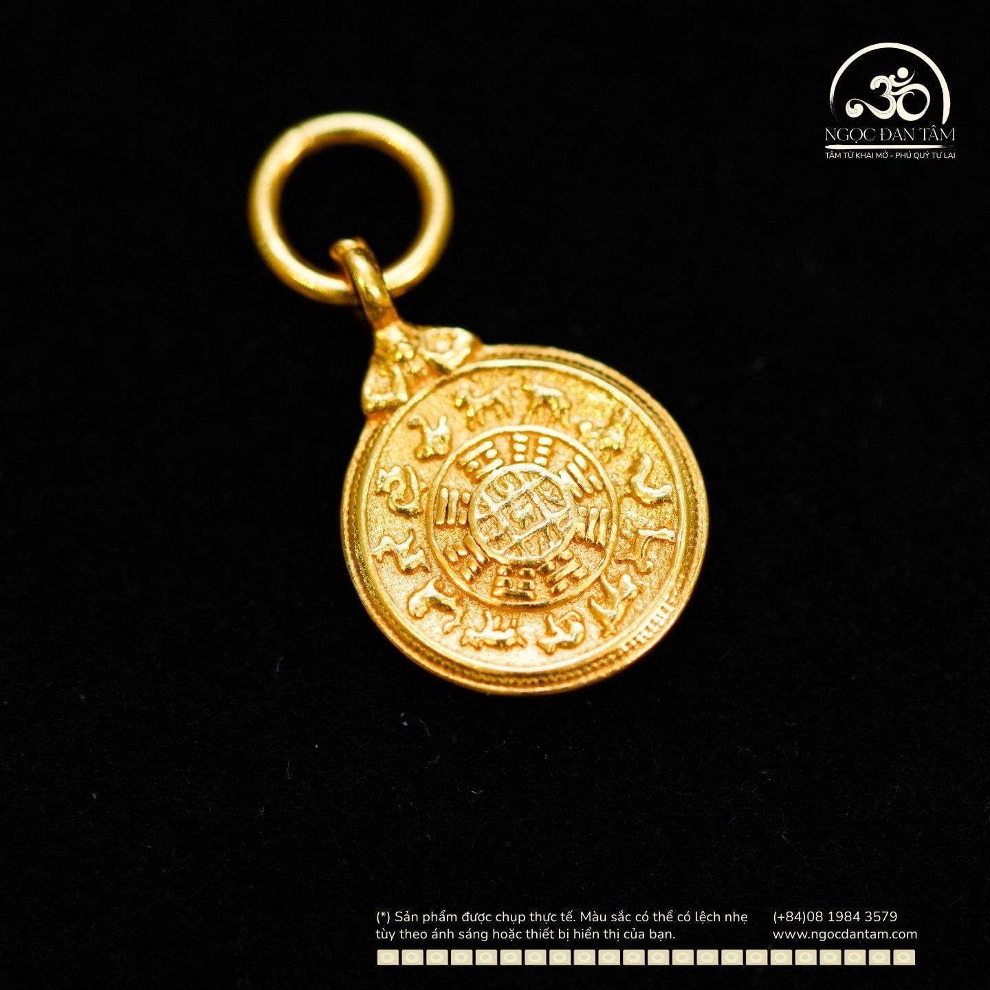  Charm Bùa Hộ Mệnh Tây Tạng 8 Hướng 10.48mm - Bạc 925 Mạ Vàng Cao Cấp 