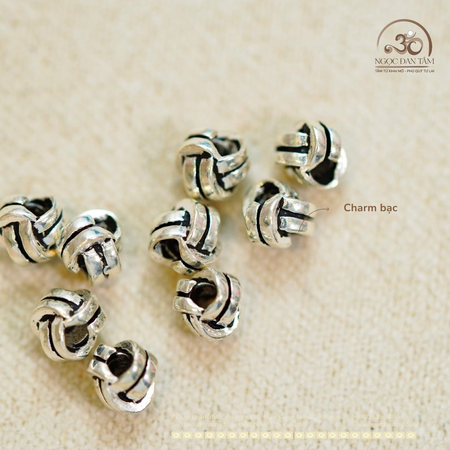  Charm bạc nút thắt cát tường 3.51mm 