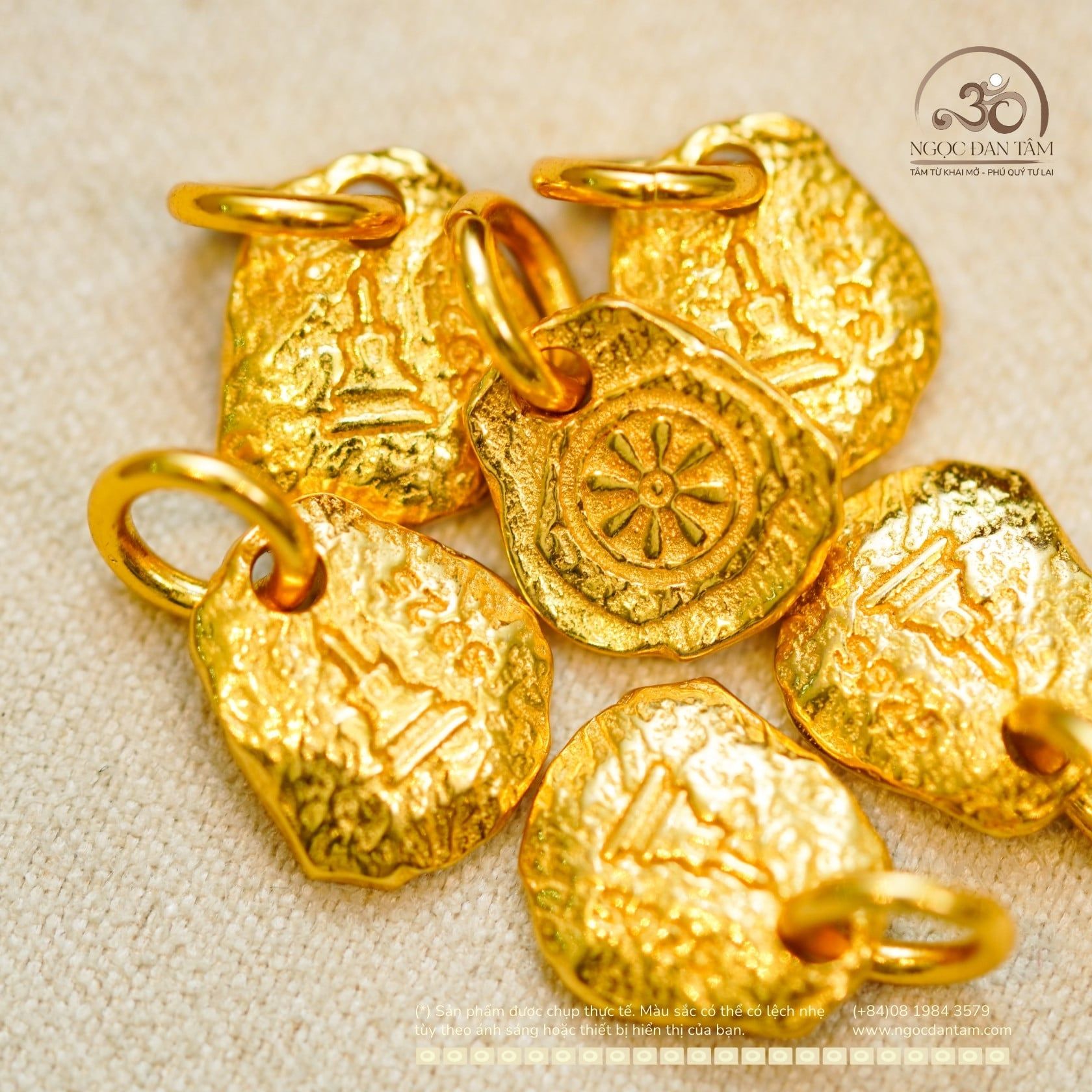  Charm Bánh Xe May Mắn 9.11mm Bạc 925 Mạ Vàng Cao Cấp 