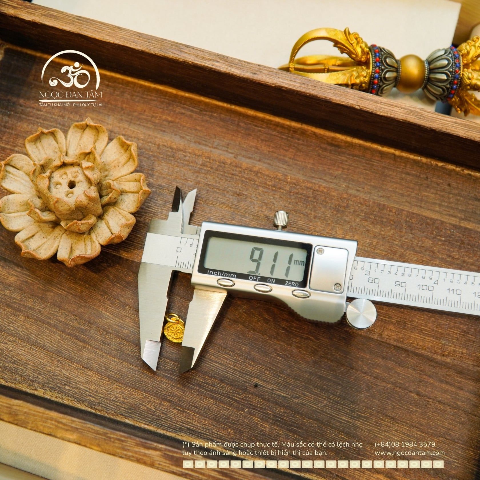  Charm Bánh Xe May Mắn 9.11mm Bạc 925 Mạ Vàng Cao Cấp 