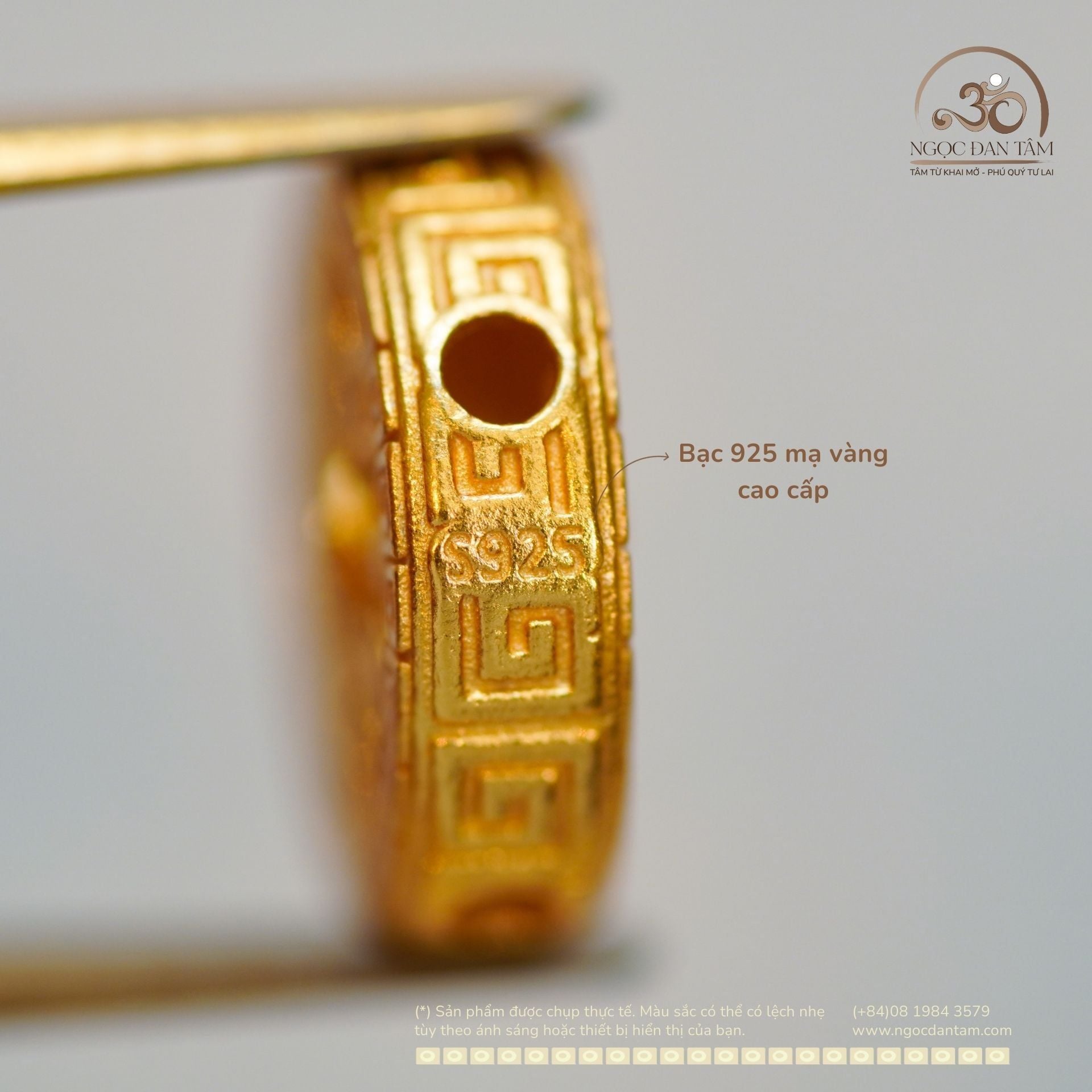  Charm Bánh Xe Pháp Luân Bạc Mạ Vàng -  11.15mm 