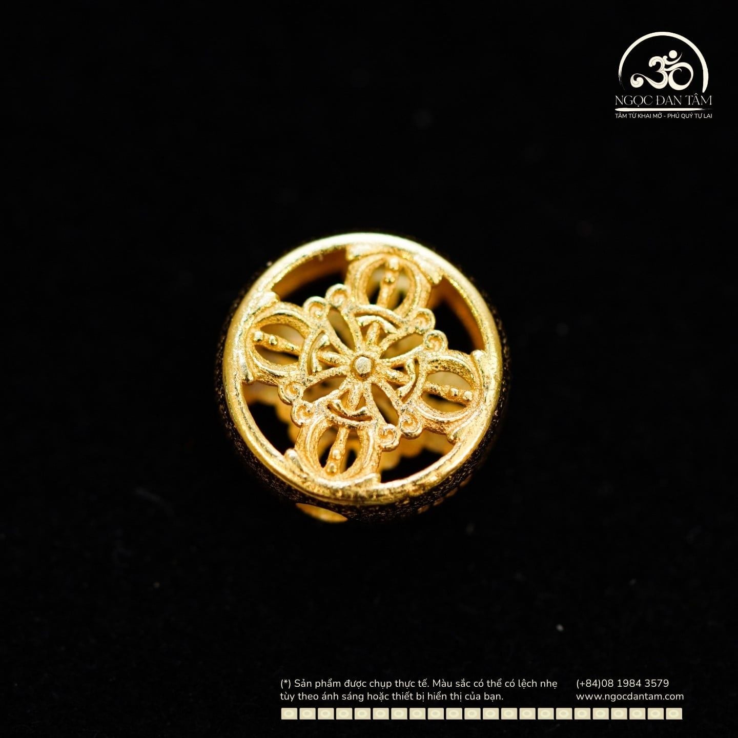  Charm Bánh Xe Pháp Luân Bạc Mạ Vàng -  11.15mm 