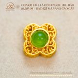  Charm Cỏ 4 Lá Đính Ngọc Lục Bảo 10.98mm - Bạc 925 Mạ Vàng Cao Cấp 