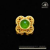  Charm Cỏ 4 Lá Đính Ngọc Lục Bảo 10.98mm - Bạc 925 Mạ Vàng Cao Cấp 