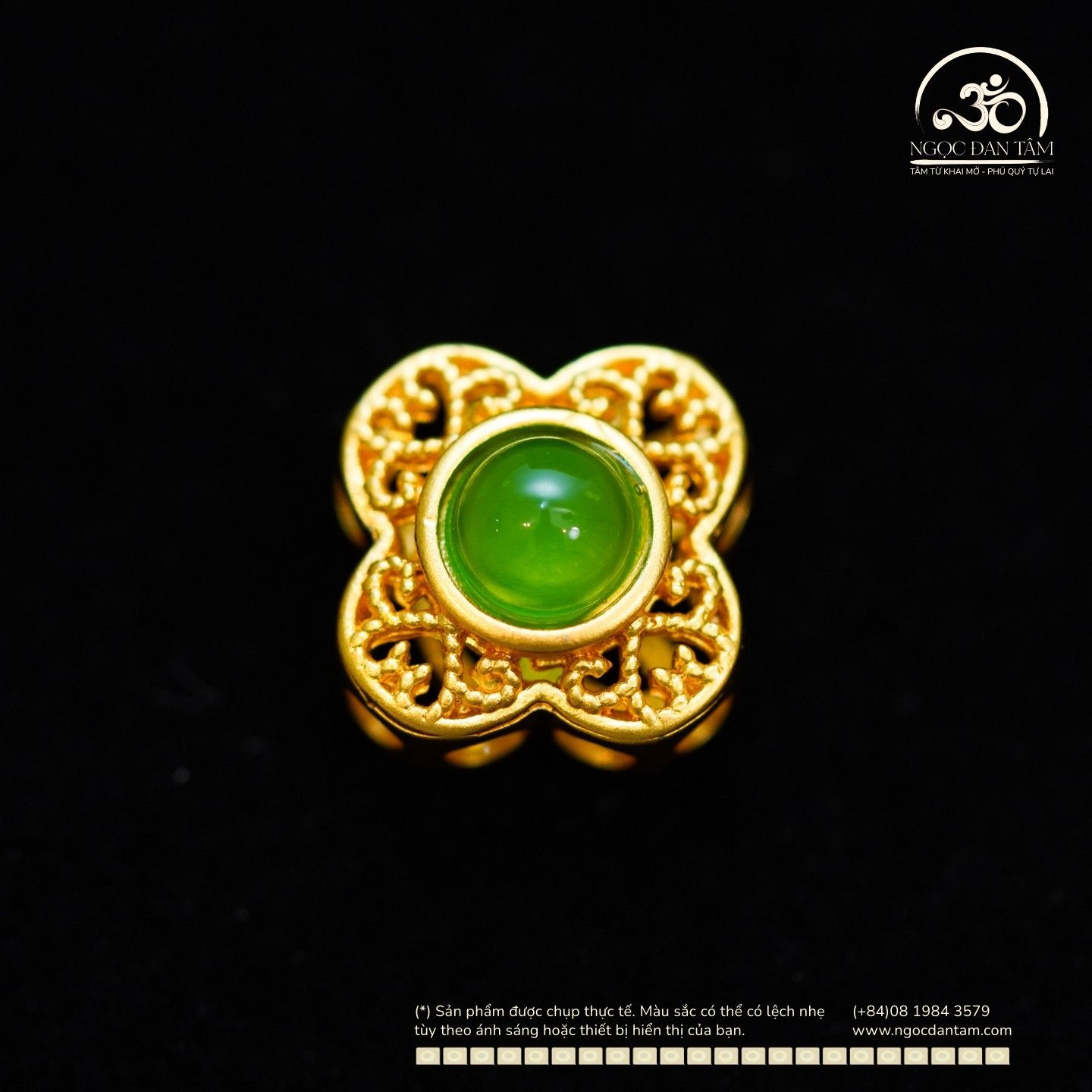  Charm Cỏ 4 Lá Đính Ngọc Lục Bảo 10.98mm - Bạc 925 Mạ Vàng Cao Cấp 