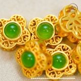  Charm Cỏ 4 Lá Đính Ngọc Lục Bảo 10.98mm - Bạc 925 Mạ Vàng Cao Cấp 