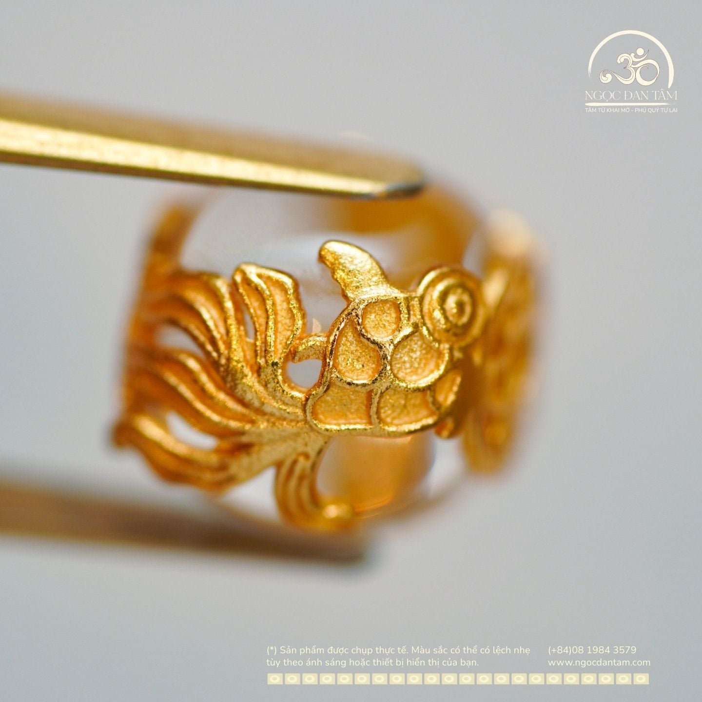  Charm Cá Chép Bọc Đá 9.35mm Bạc 925 Mạ Vàng Cao Cấp 