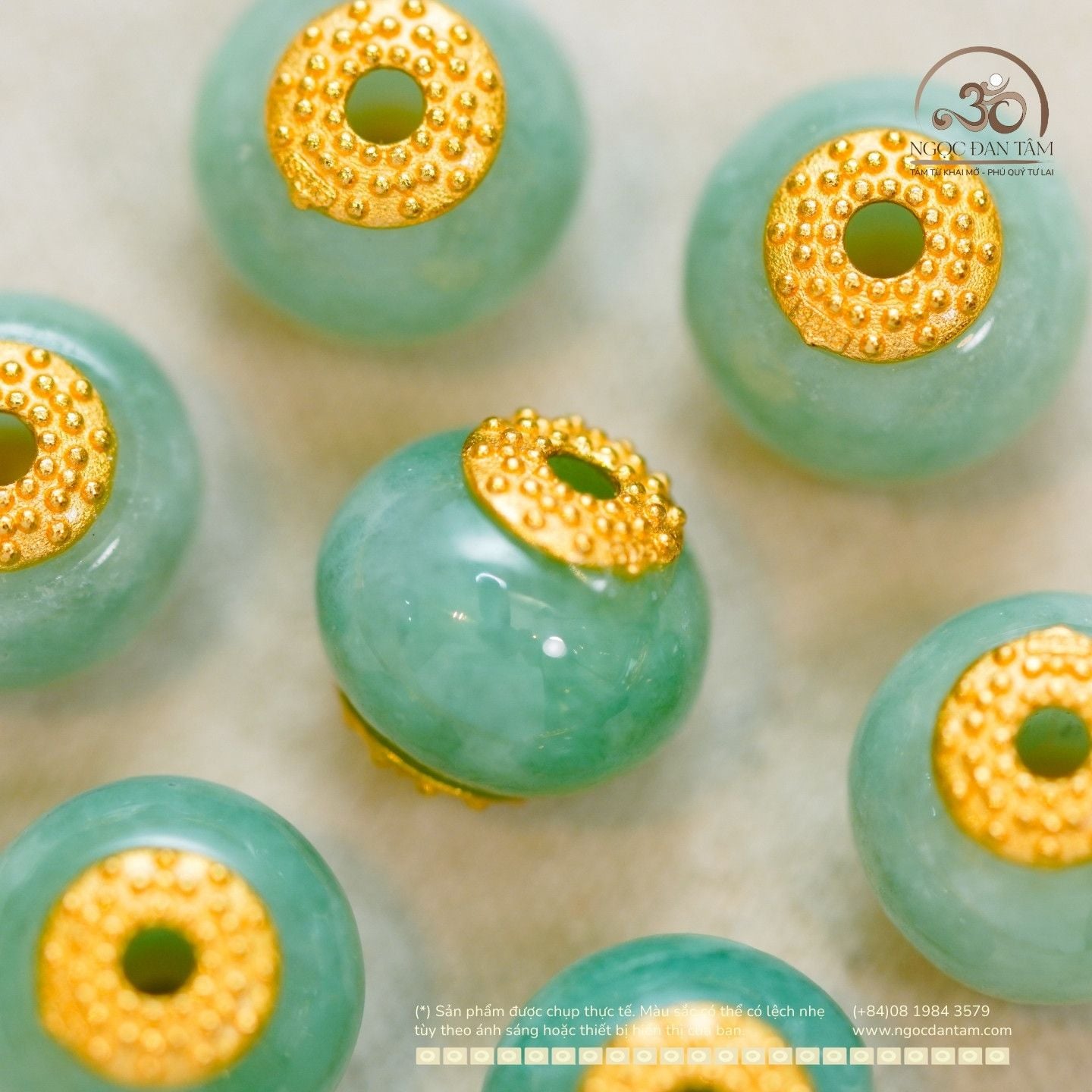  Charm Cẩm Thạch 7.26mm - Kim Loại Mạ Vàng 