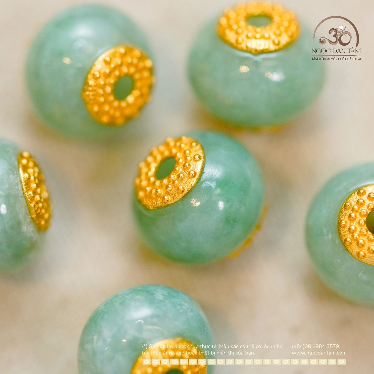  Charm Cẩm Thạch 7.26mm - Kim Loại Mạ Vàng 