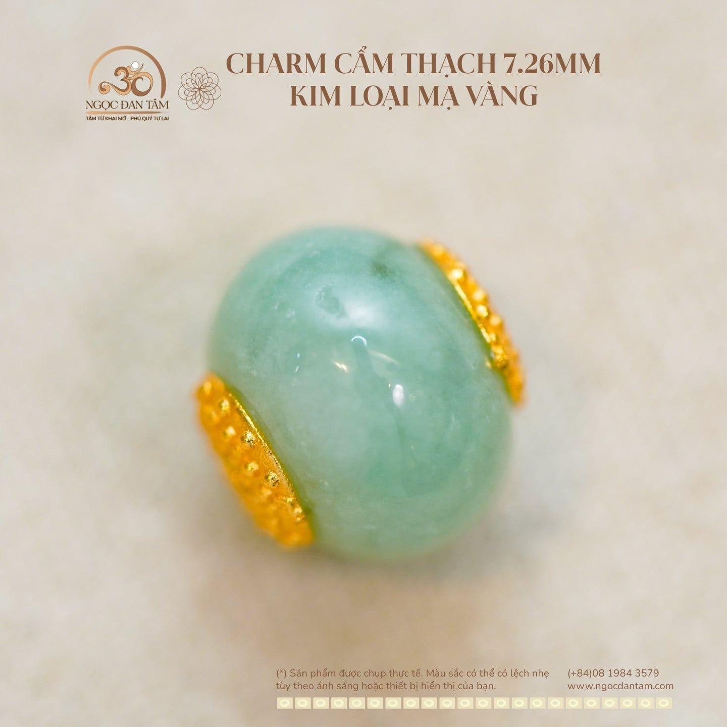  Charm Cẩm Thạch 7.26mm - Kim Loại Mạ Vàng 
