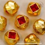  Charm Cắt Giác đỏ nhỏ 7.97mm - Bạc Mạ Vàng 