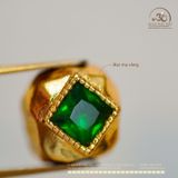  Charm Cắt Giác Xanh Lá 9.7mm - Bạc Mạ Vàng 