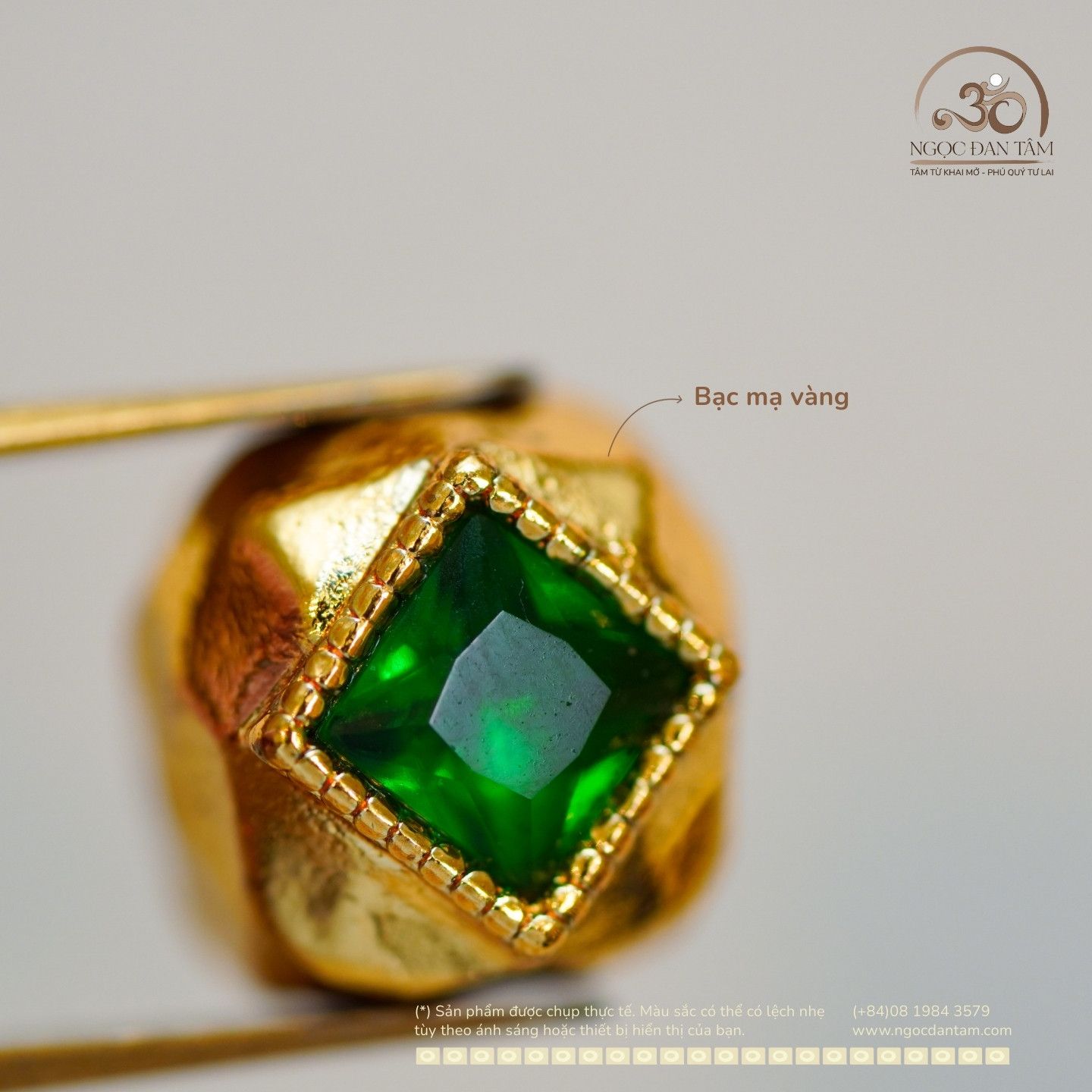  Charm Cắt Giác Xanh Lá 9.7mm - Bạc Mạ Vàng 