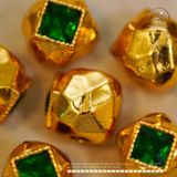  Charm Cắt Giác Xanh Lá 9.7mm - Bạc Mạ Vàng 