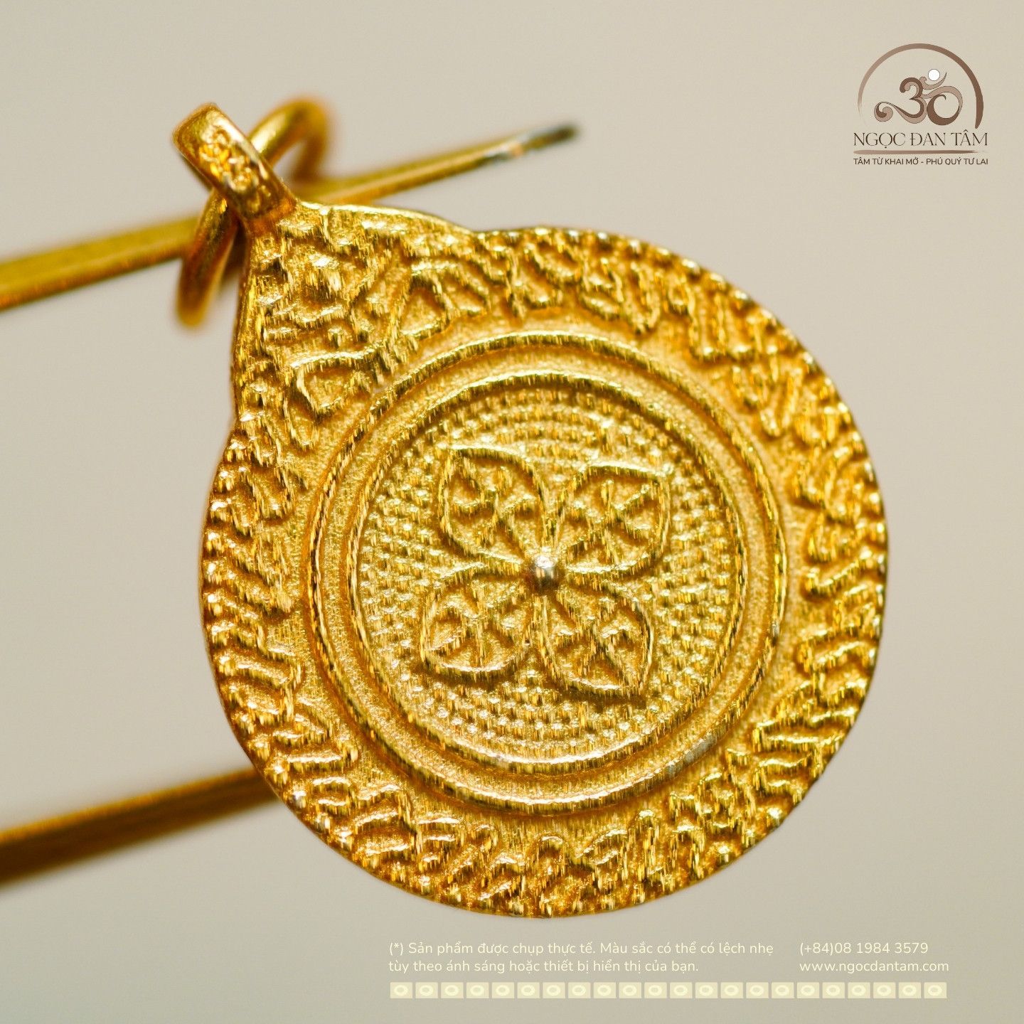  Charm Cửu Cung 2 Mặt 11.95mm Bạc 925 Mạ Vàng Cao Cấp 