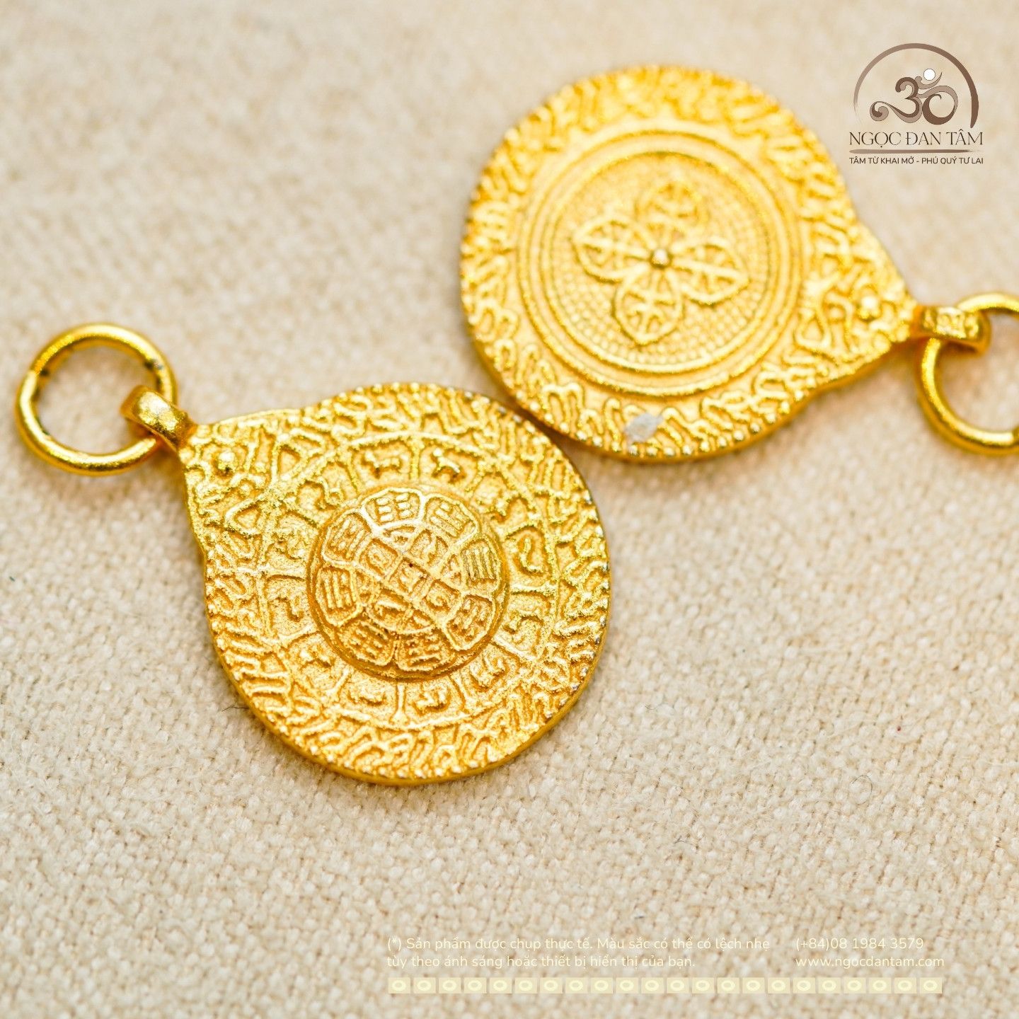  Charm Cửu Cung 2 Mặt 11.95mm Bạc 925 Mạ Vàng Cao Cấp 