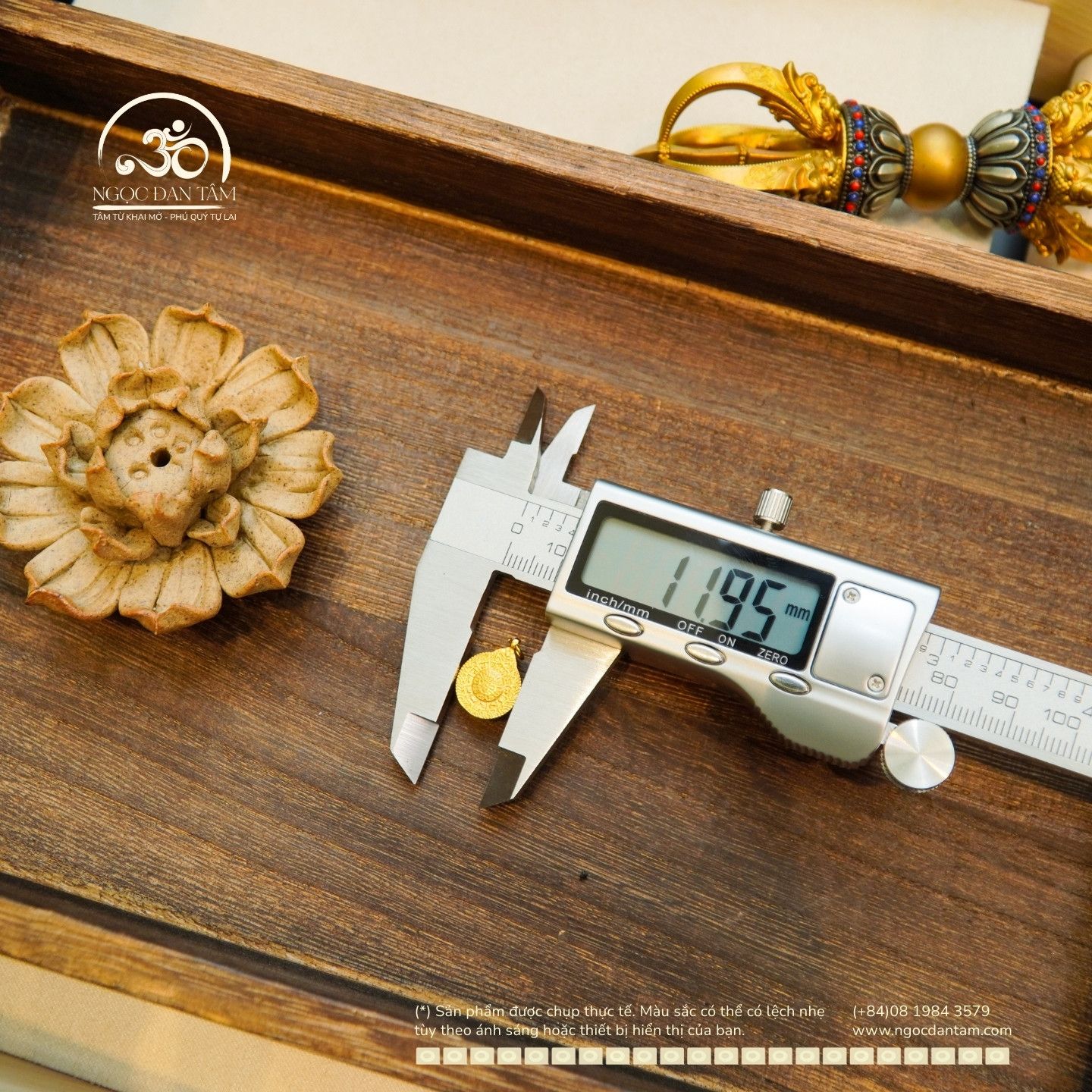  Charm Cửu Cung 2 Mặt 11.95mm Bạc 925 Mạ Vàng Cao Cấp 