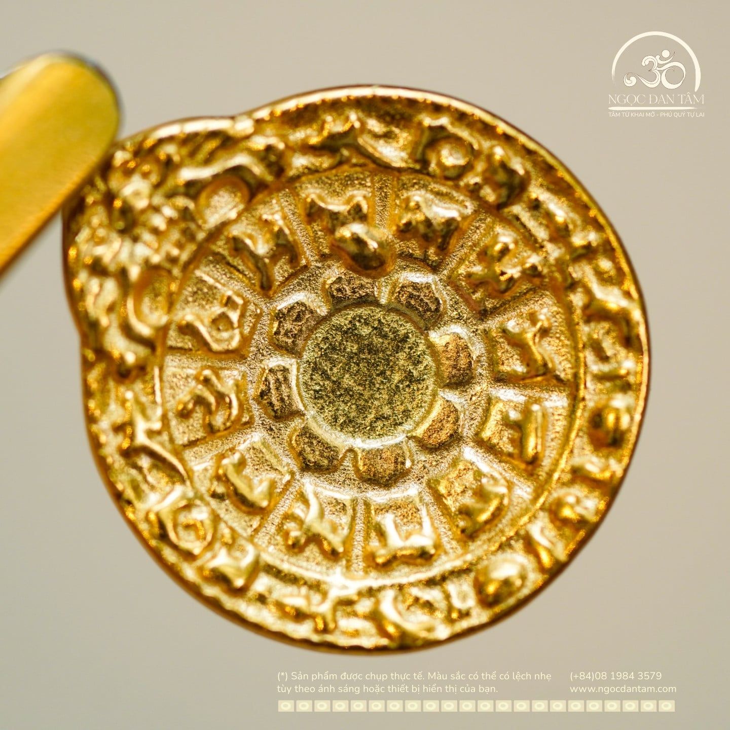  Charm Cửu Cung Bát Quái 1 Mặt 12.16mm - Bạc 925 Mạ Vàng Cao Cấp 