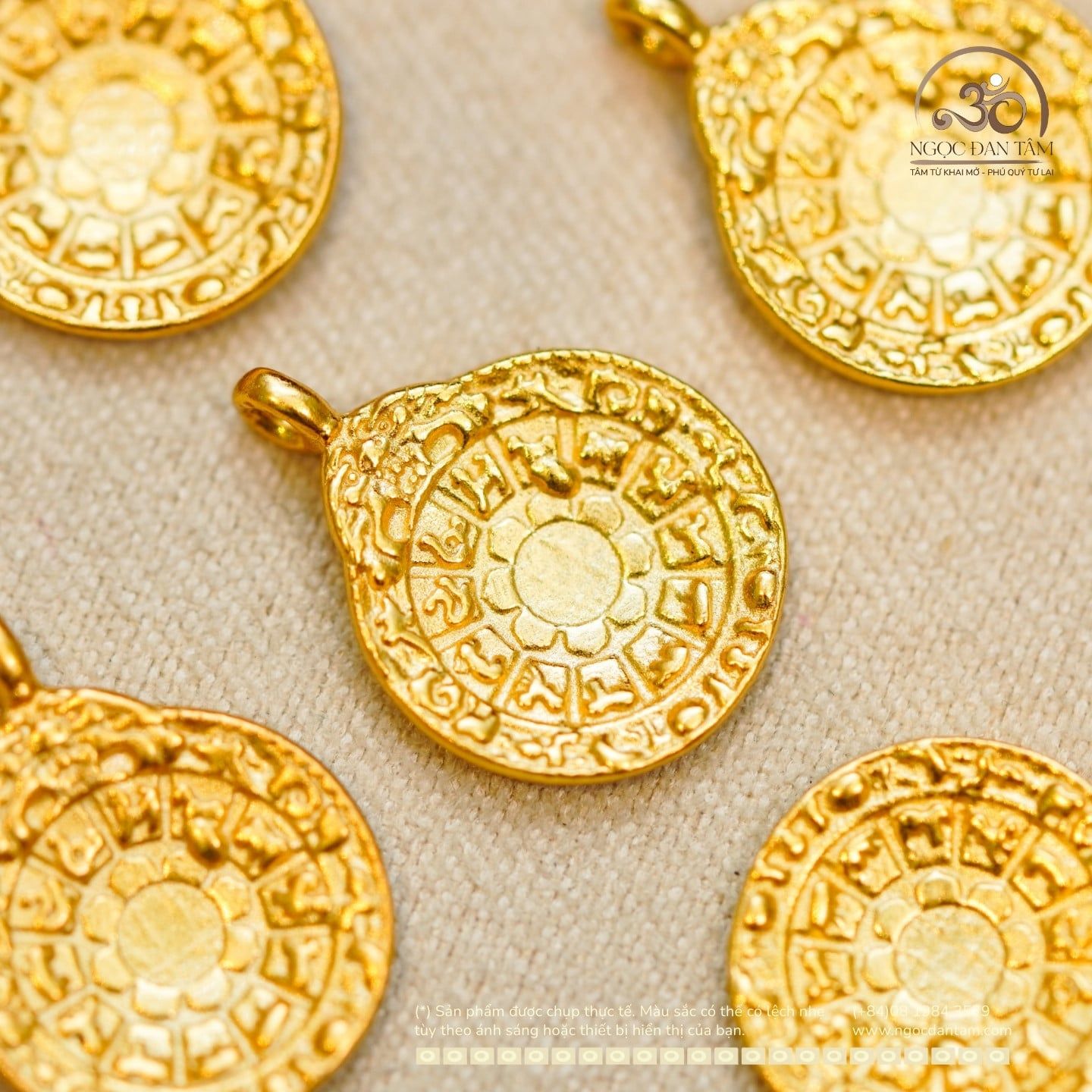  Charm Cửu Cung Bát Quái 1 Mặt 12.16mm - Bạc 925 Mạ Vàng Cao Cấp 