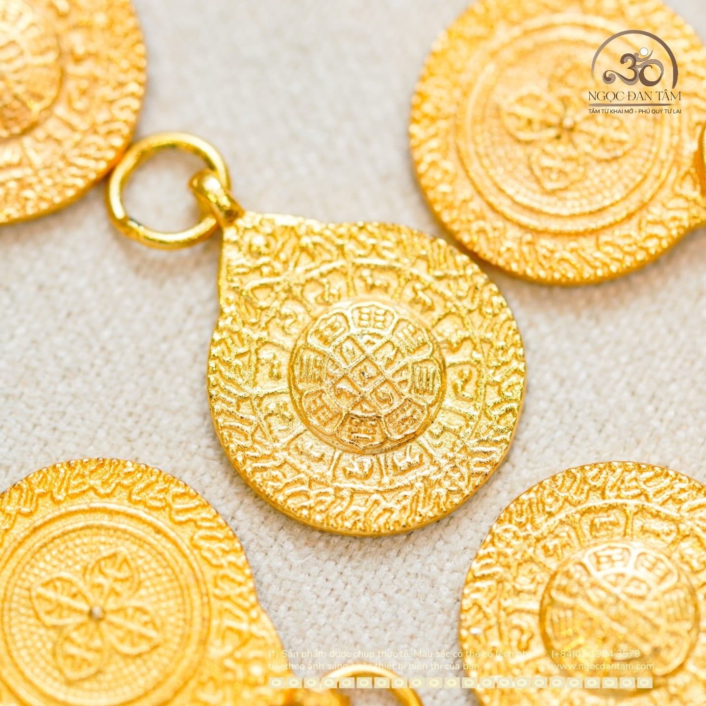  Charm Cửu Cung Bát Quái 11.87mm - Bạc 925 Mạ Vàng Cao Cấp 