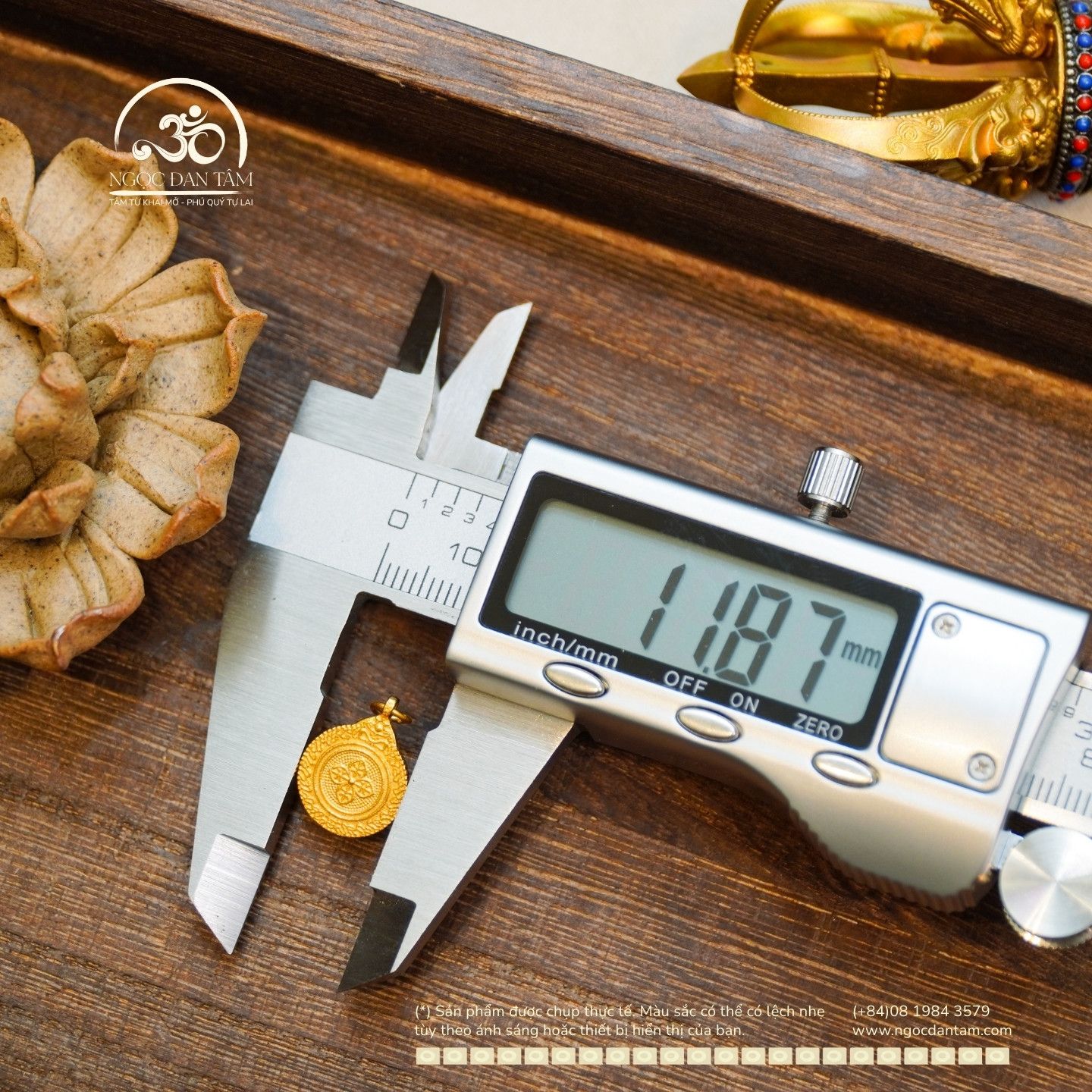  Charm Cửu Cung Bát Quái 11.87mm - Bạc 925 Mạ Vàng Cao Cấp 