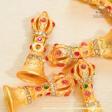  Charm Chuông Chùy Kim Cang Đính Đá - Bạc 925 Mạ Vàng Cao Cấp 