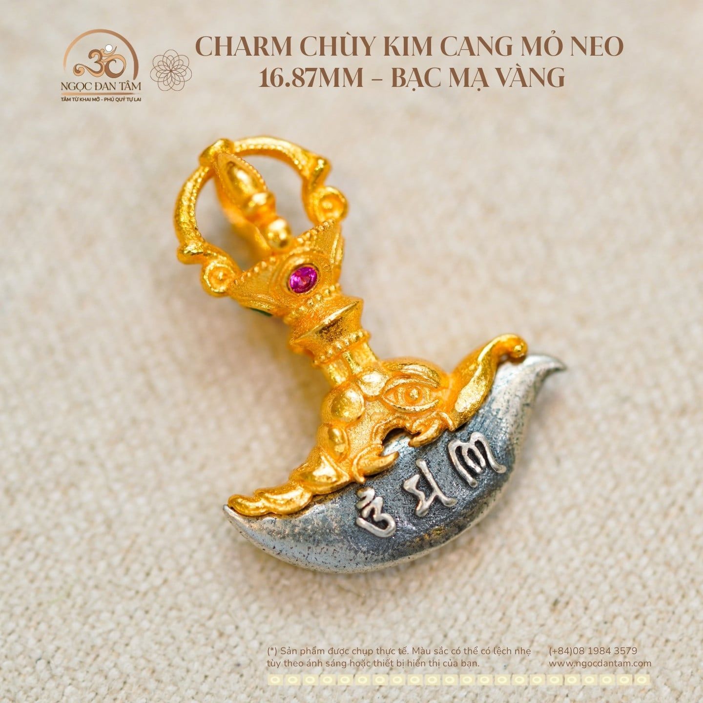  Charm Chùy Kim Cang Mỏ Neo 16.87mm - Bạc Mạ Vàng 