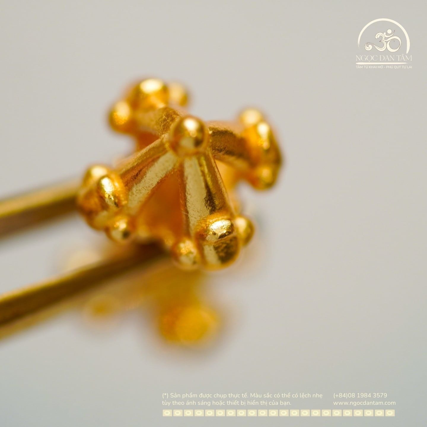  Charm Chùy Kim Cang Nhọn 18.05mm - Bạc 925 Mạ Vàng Cao cấp 