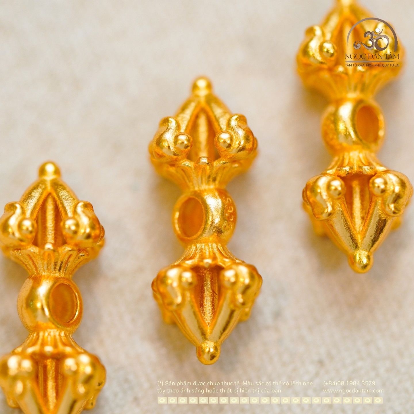  Charm Chùy Kim Cang Nhọn 18.05mm - Bạc 925 Mạ Vàng Cao cấp 