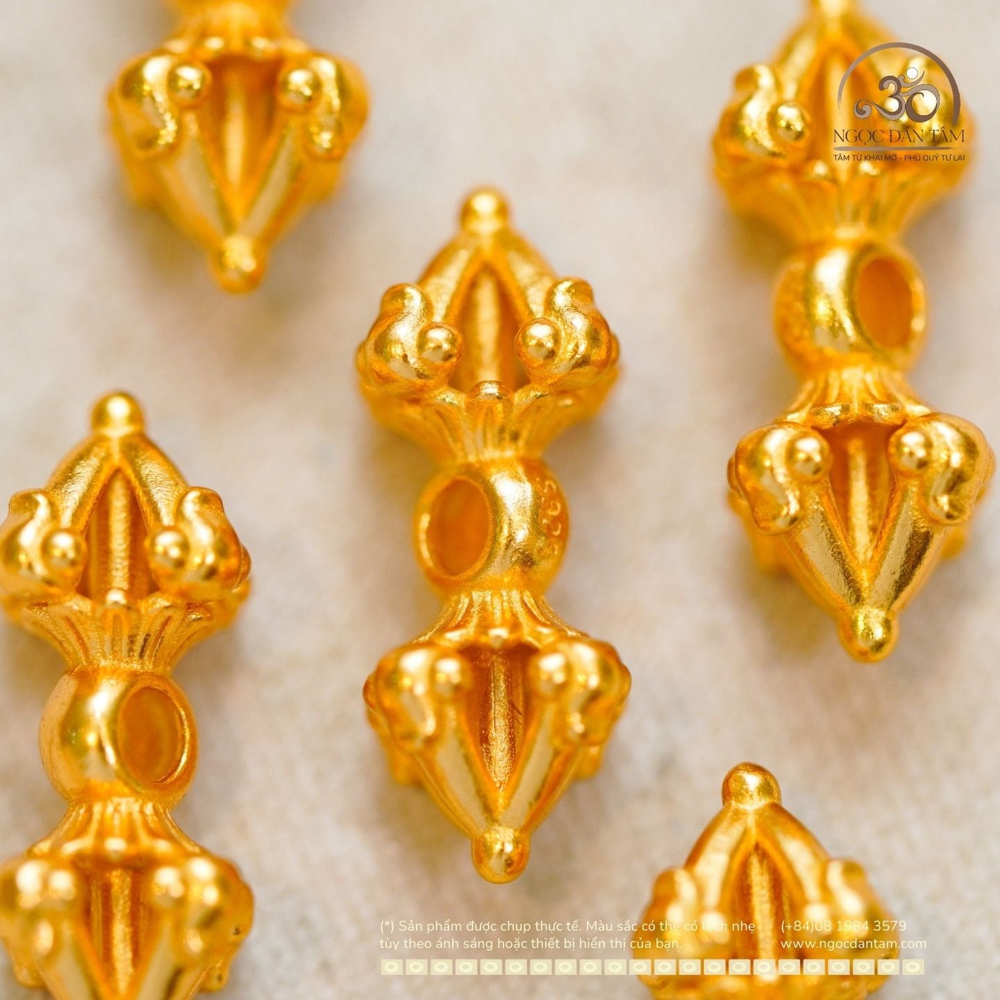  Charm Chùy Kim Cang Nhọn 18.05mm - Bạc 925 Mạ Vàng Cao cấp 