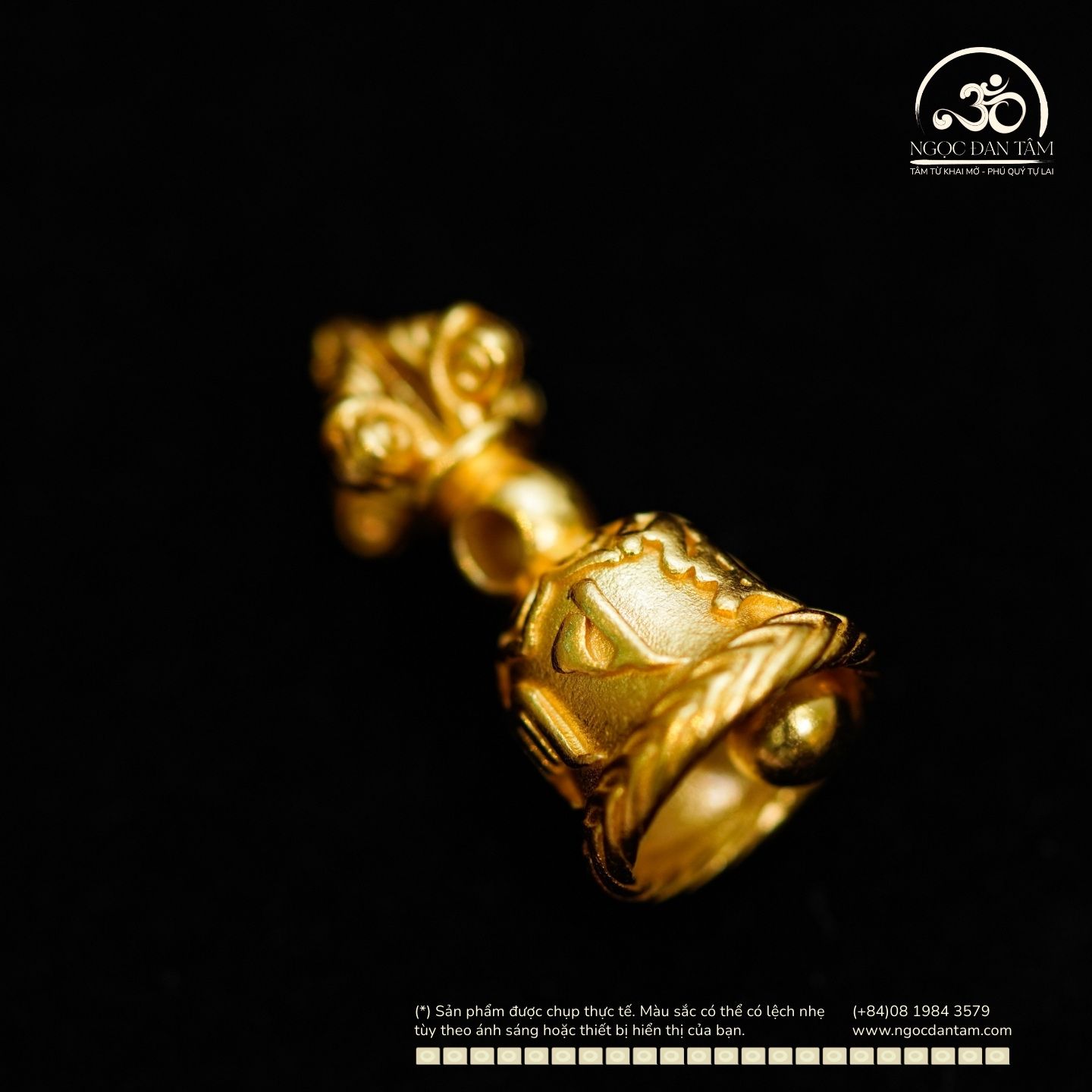  Charm Chuông Kim Cang Lục Tự - Bạc 925 Mạ Vàng Cao Cấp 