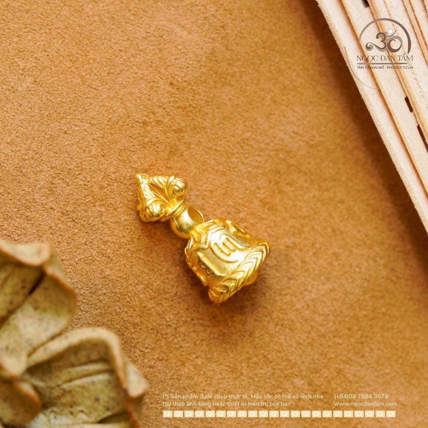  Charm Chuông Kim Cang Lục Tự - Bạc 925 Mạ Vàng Cao Cấp 