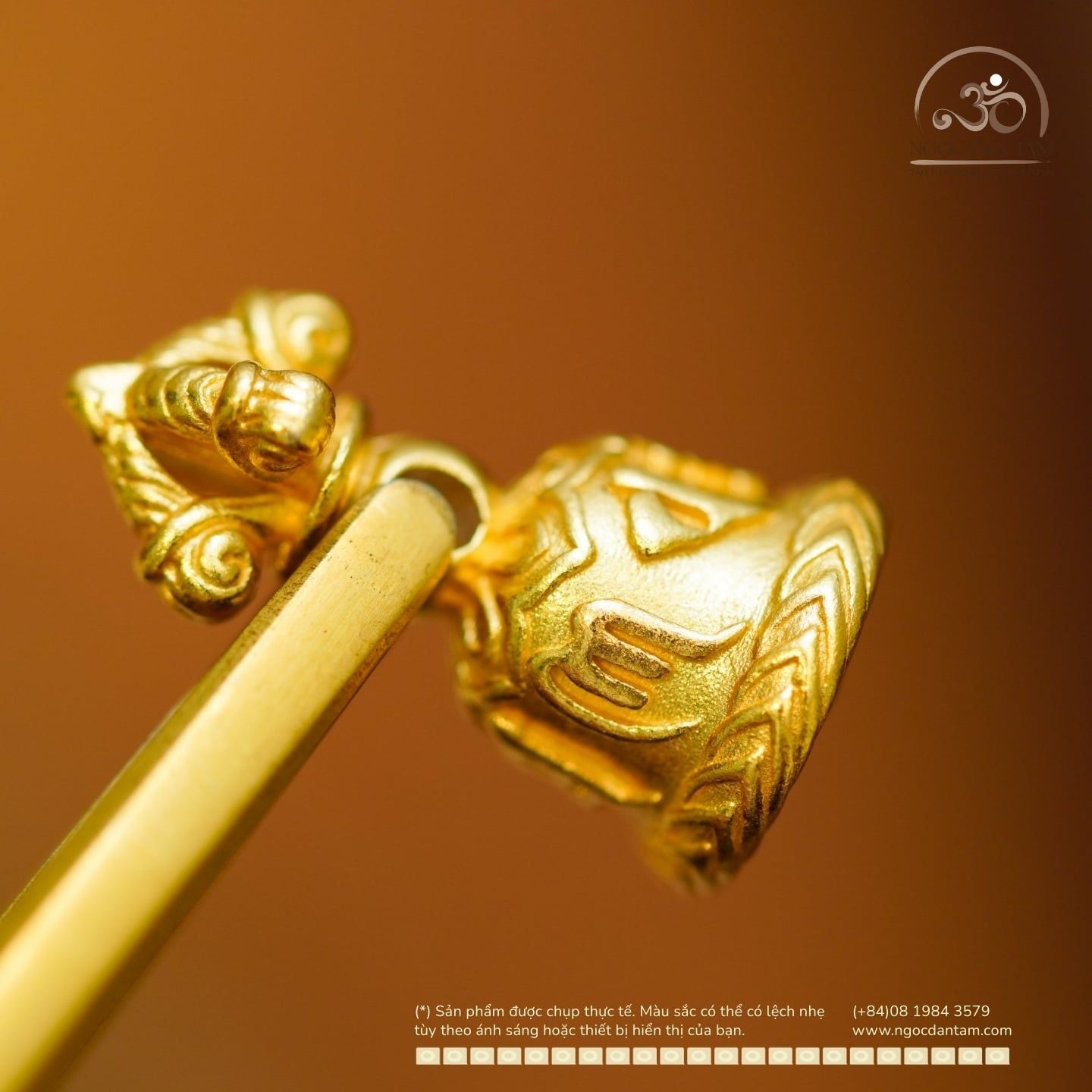  Charm Chuông Kim Cang Lục Tự - Bạc 925 Mạ Vàng Cao Cấp 